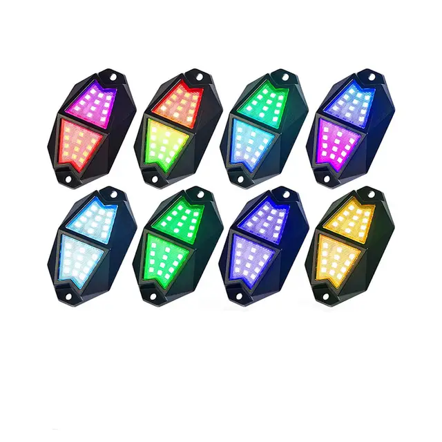 Rock Light Pods Aluminum LED Rock Lights, 210° Wide Angle RGB Rock Lights for ATV UTV OFF-ROAD vehicles
