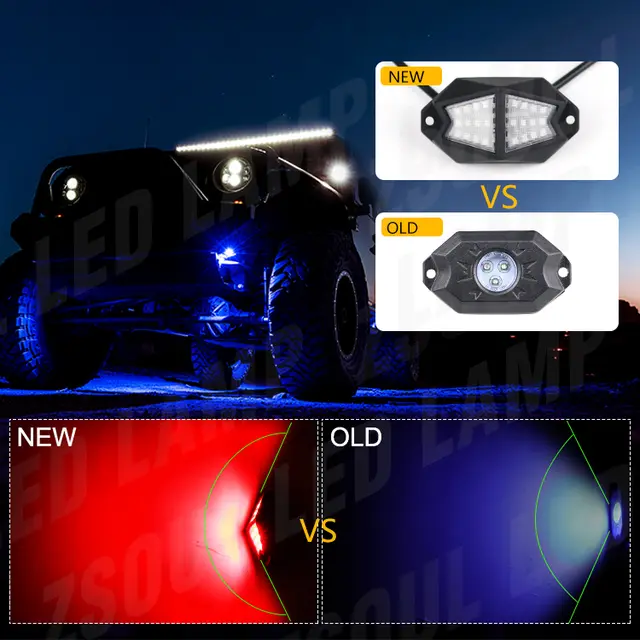 Rock Light Pods Aluminum LED Rock Lights, 210° Wide Angle RGB Rock Lights for ATV UTV OFF-ROAD vehicles