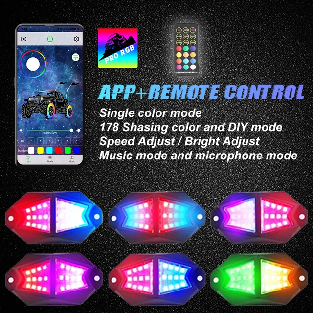 Rock Light Pods Aluminum LED Rock Lights, 210° Wide Angle RGB Rock Lights for ATV UTV OFF-ROAD vehicles
