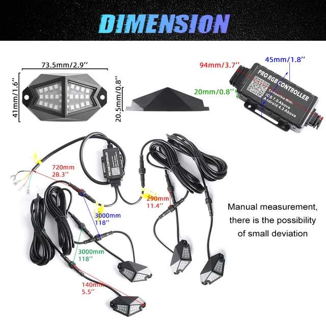 Rock Light Pods Aluminum LED Rock Lights, 210° Wide Angle RGB Rock Lights for ATV UTV OFF-ROAD vehicles