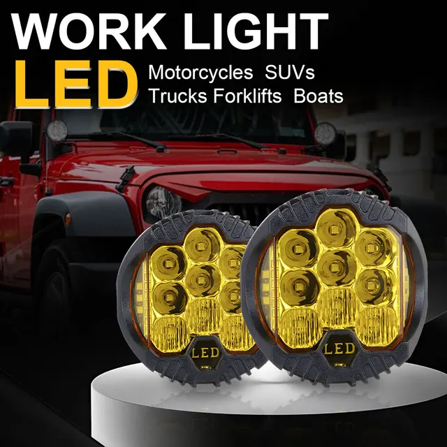 12V 3" and 5" Round LED Work Light White Yellow DRL Driving Fog Lamp Off Road LED Light Strobe