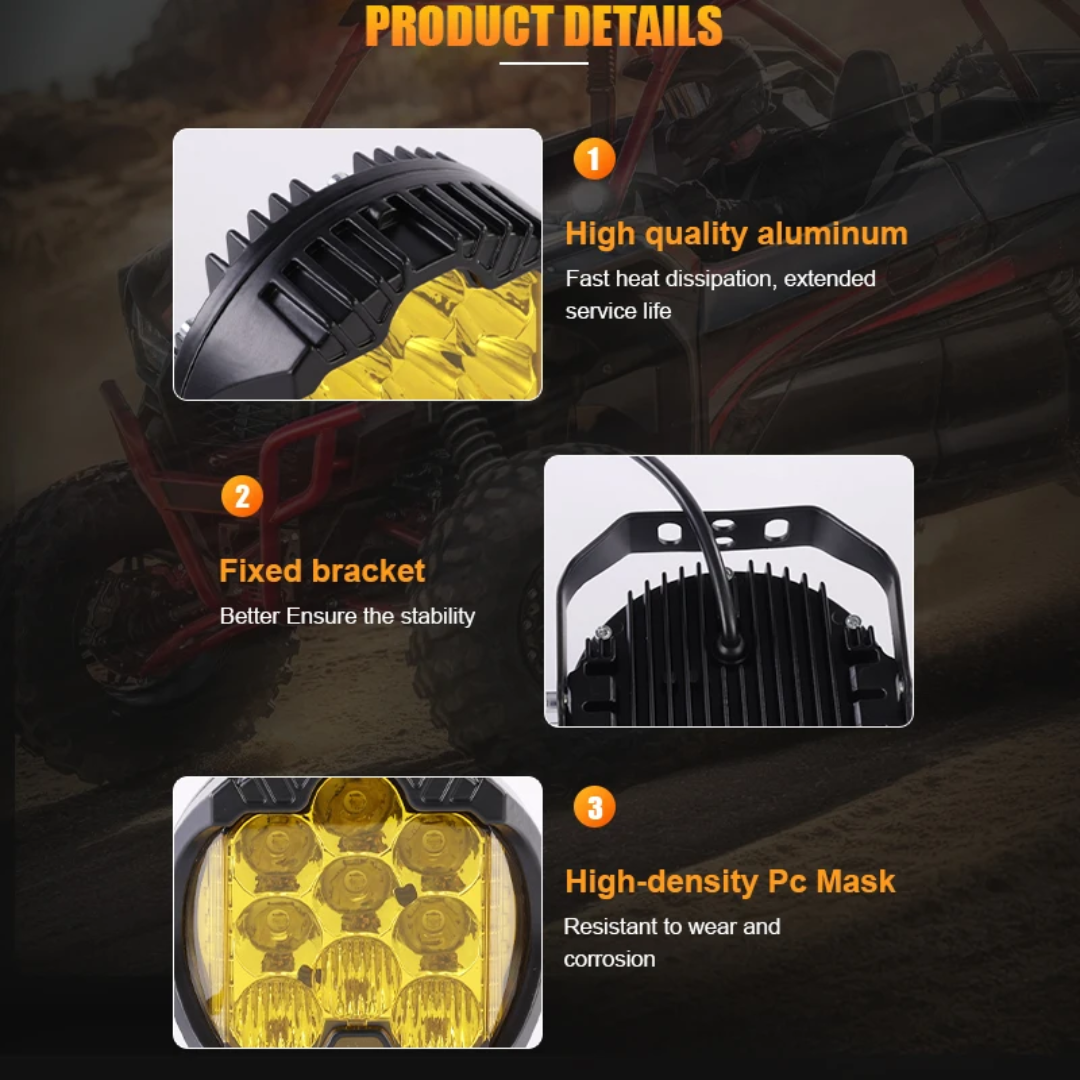 12V 3" and 5" Round LED Work Light White Yellow DRL Driving Fog Lamp Off Road LED Light Strobe
