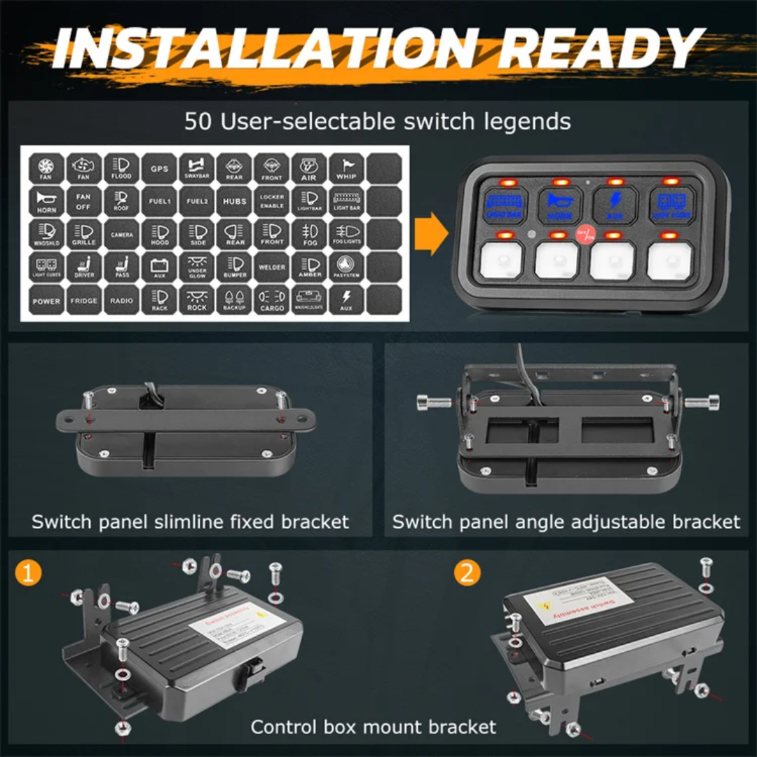 8 Gang LED Switch Panel Without App Toggle function blue background light (No App and No Momentary/Pulsed function)