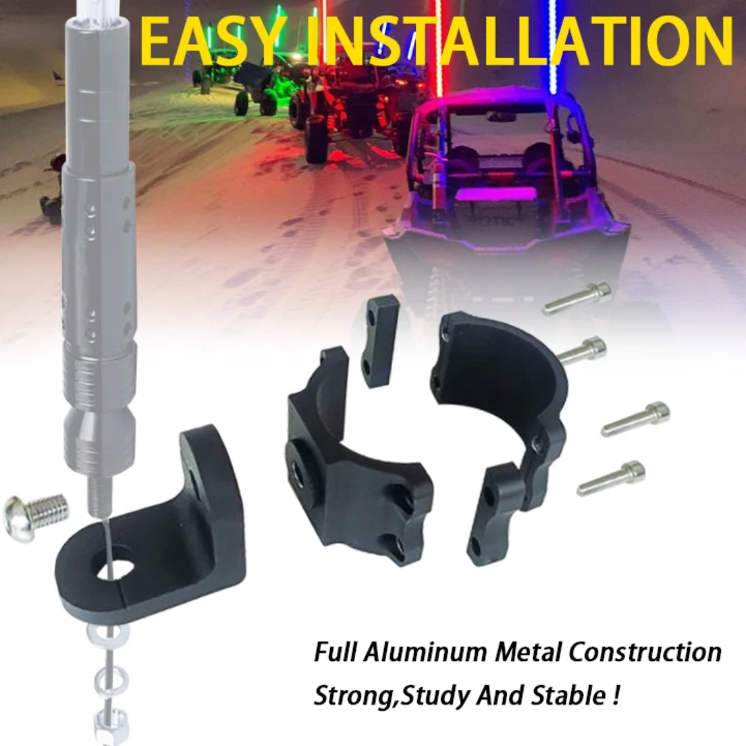 Heavy Duty 360 Rotating Adjustable Mounting Clamp For UTV Flag LED Whip 1.75" to 2" Polaris RZR Ranger Can-Am Maverick X3 Maverick R etc