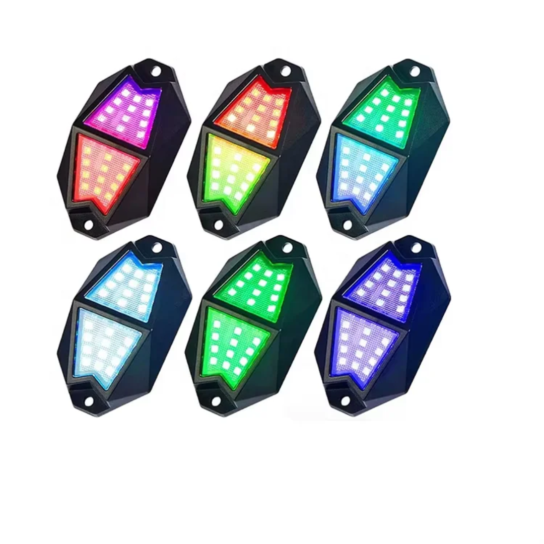 Rock Light Pods Aluminum LED Rock Lights, 210° Wide Angle RGB Rock Lights for ATV UTV OFF-ROAD vehicles