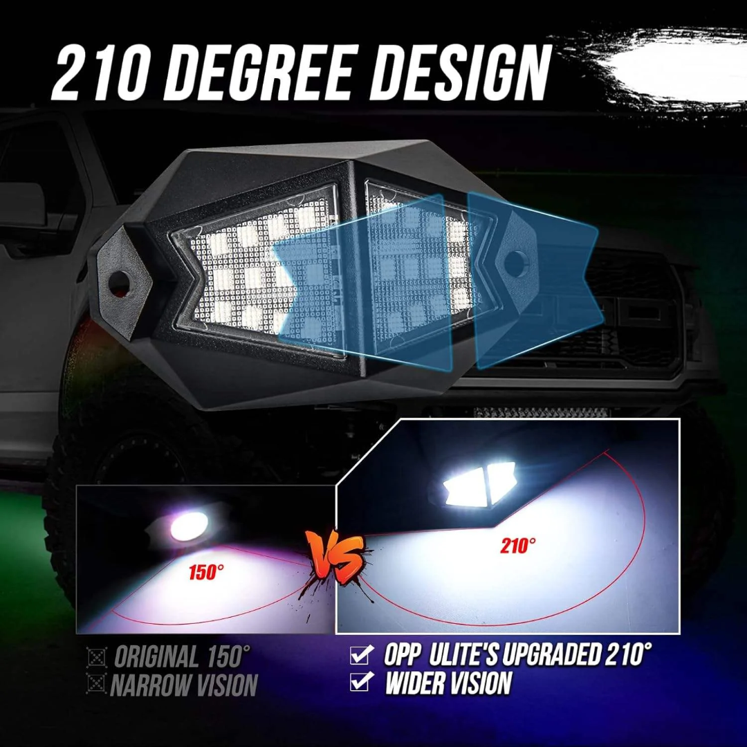 Rock Light Pods Aluminum LED Rock Lights, 210° Wide Angle RGB Rock Lights for ATV UTV OFF-ROAD vehicles