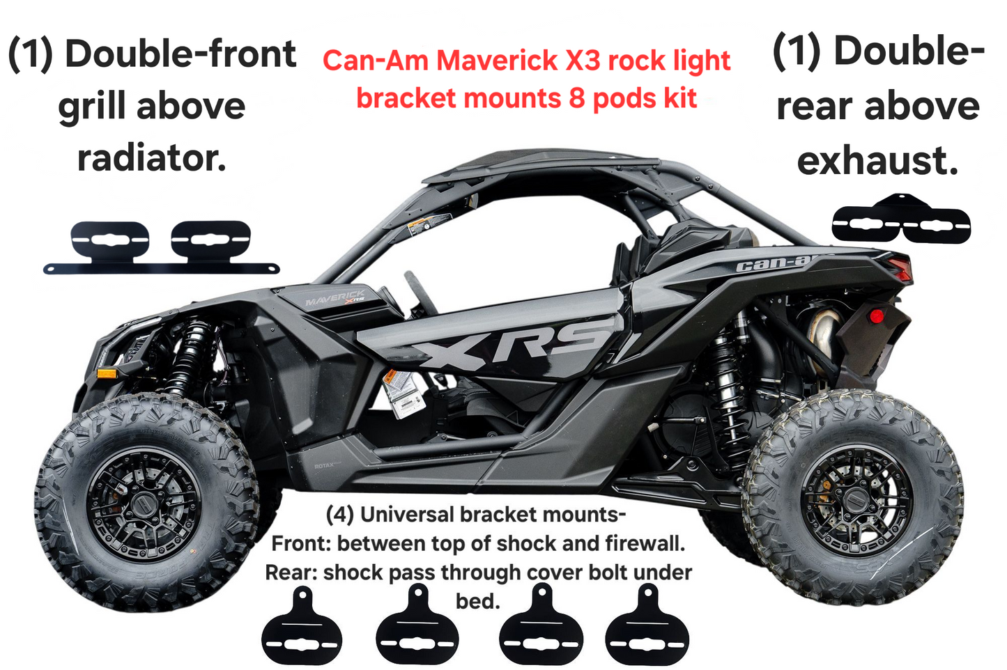 Rock light bracket mounts kits for Can-Am Maverick X3