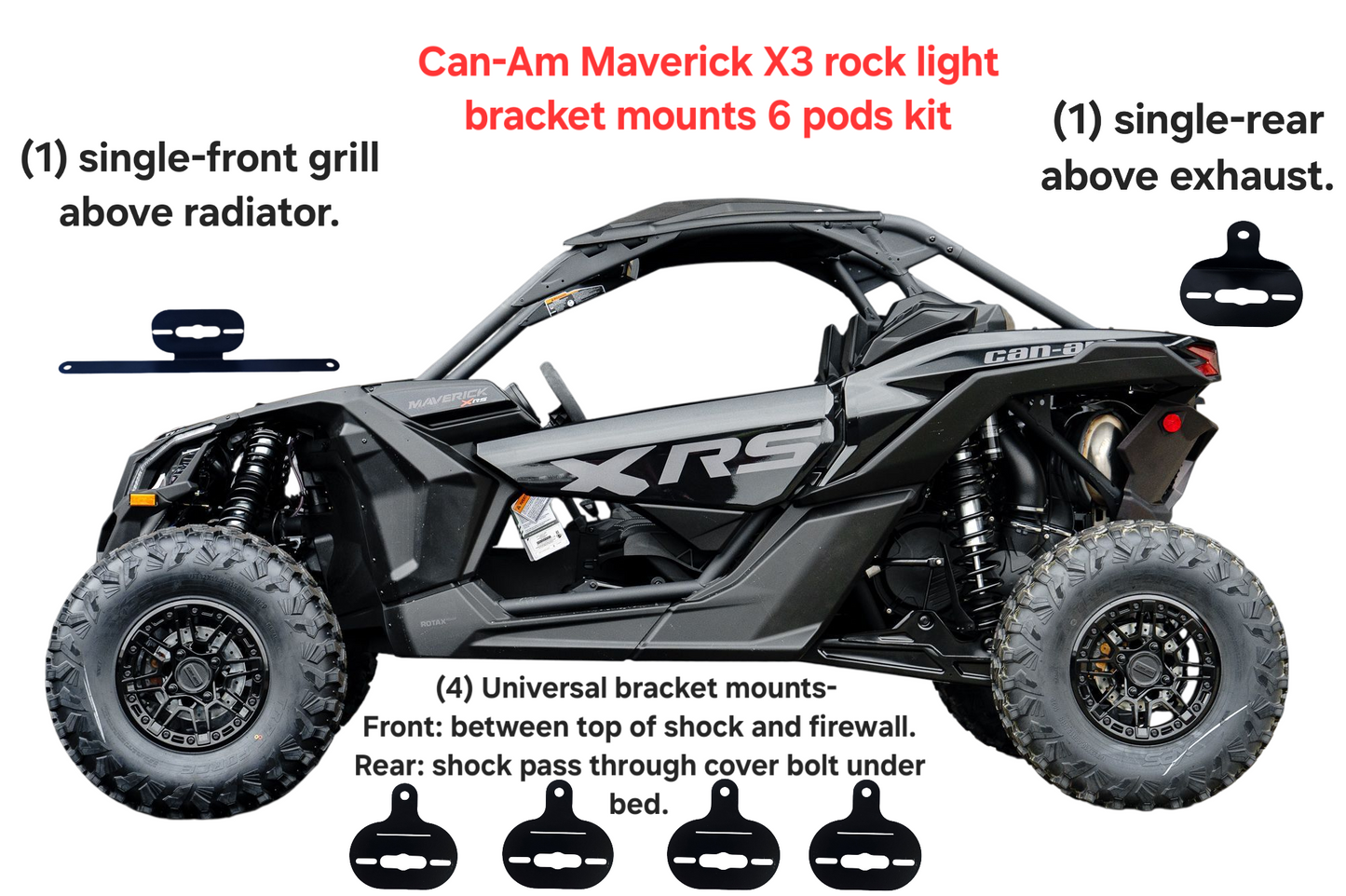 Rock light bracket mounts kits for Can-Am Maverick X3
