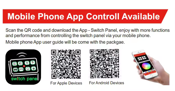 RGB 8 Gang Switch Panel With APP Toggle/ Momentary/ Pulsed Mode Supported