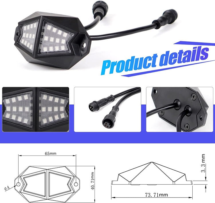 Rock Light Pods Aluminum LED Rock Lights, 210° Wide Angle RGB Rock Lights for ATV UTV OFF-ROAD vehicles