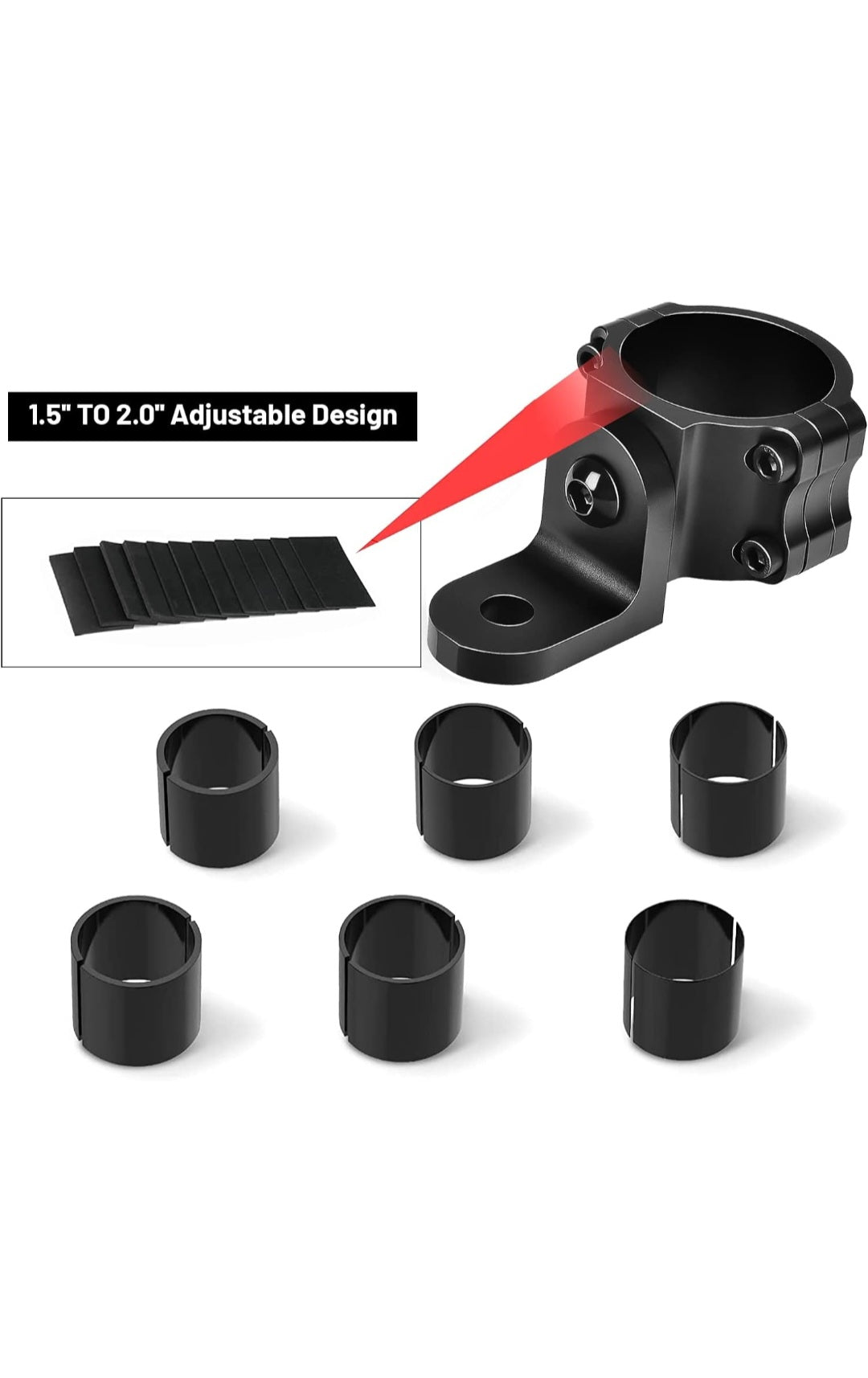 Heavy Duty 360 Rotating Adjustable Mounting Clamp For UTV Flag LED Whip 1.75" to 2" Polaris RZR Ranger Can-Am Maverick X3 Maverick R etc
