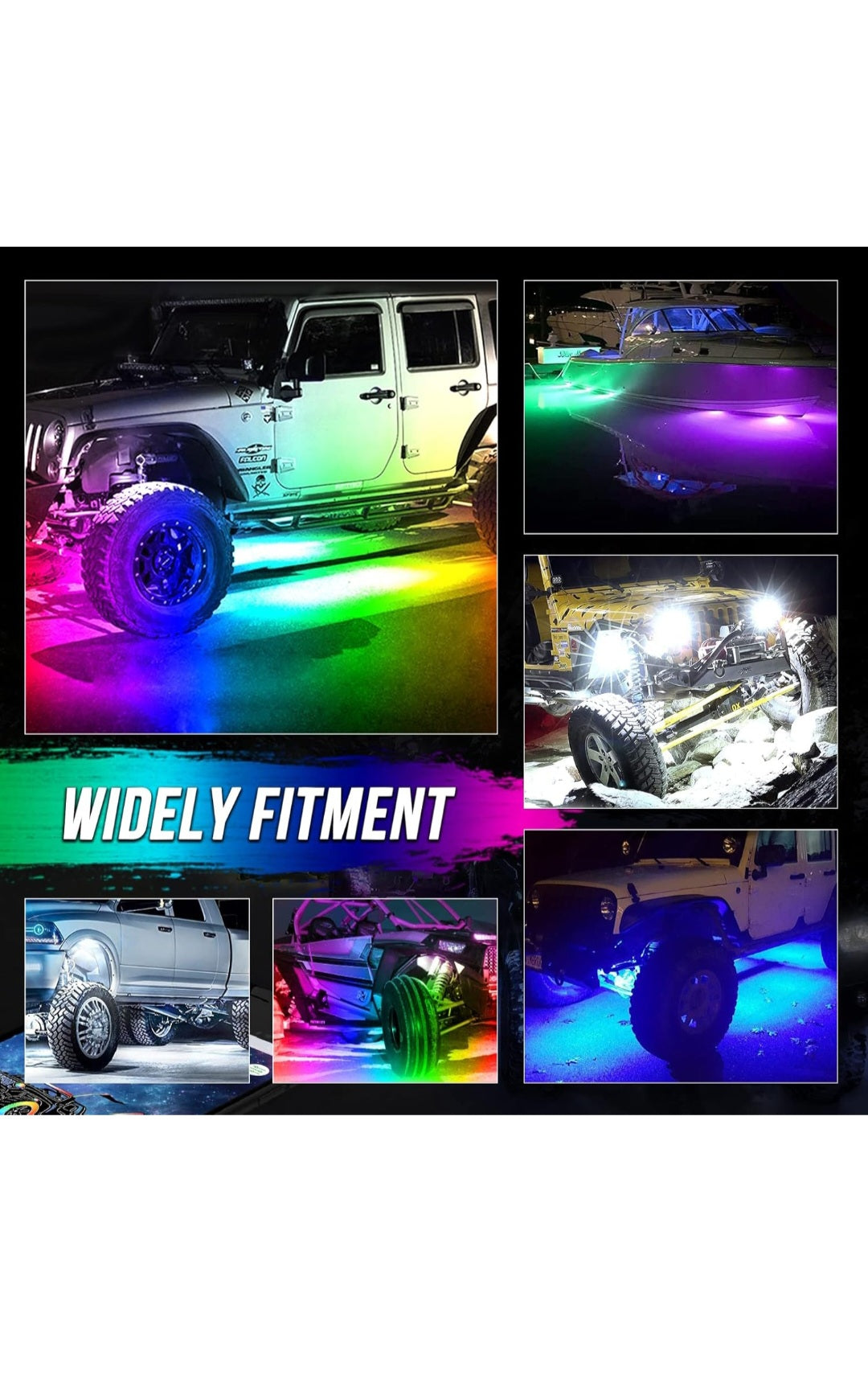 Rock Light Pods Aluminum LED Rock Lights, 210° Wide Angle RGB Rock Lights for ATV UTV OFF-ROAD vehicles