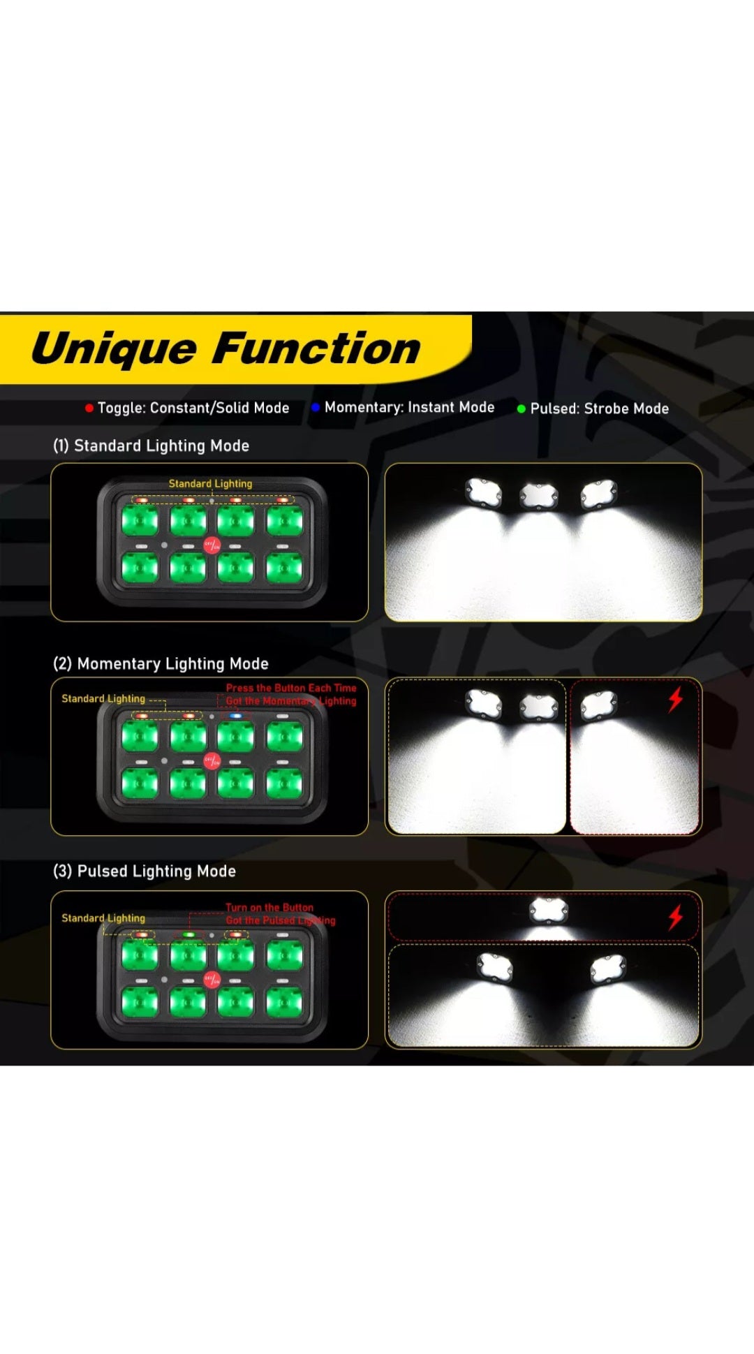 RGB 8 Gang Switch Panel With APP Toggle/ Momentary/ Pulsed Mode Supported