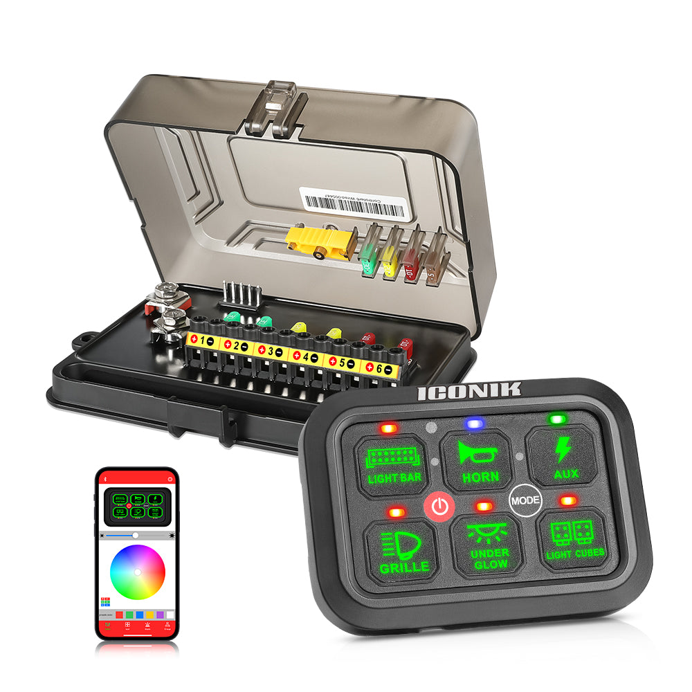 6 Gang RGB Switch Panel With Bluetooth APP Toggle/ Momentary/ Pulsed Mode Supported