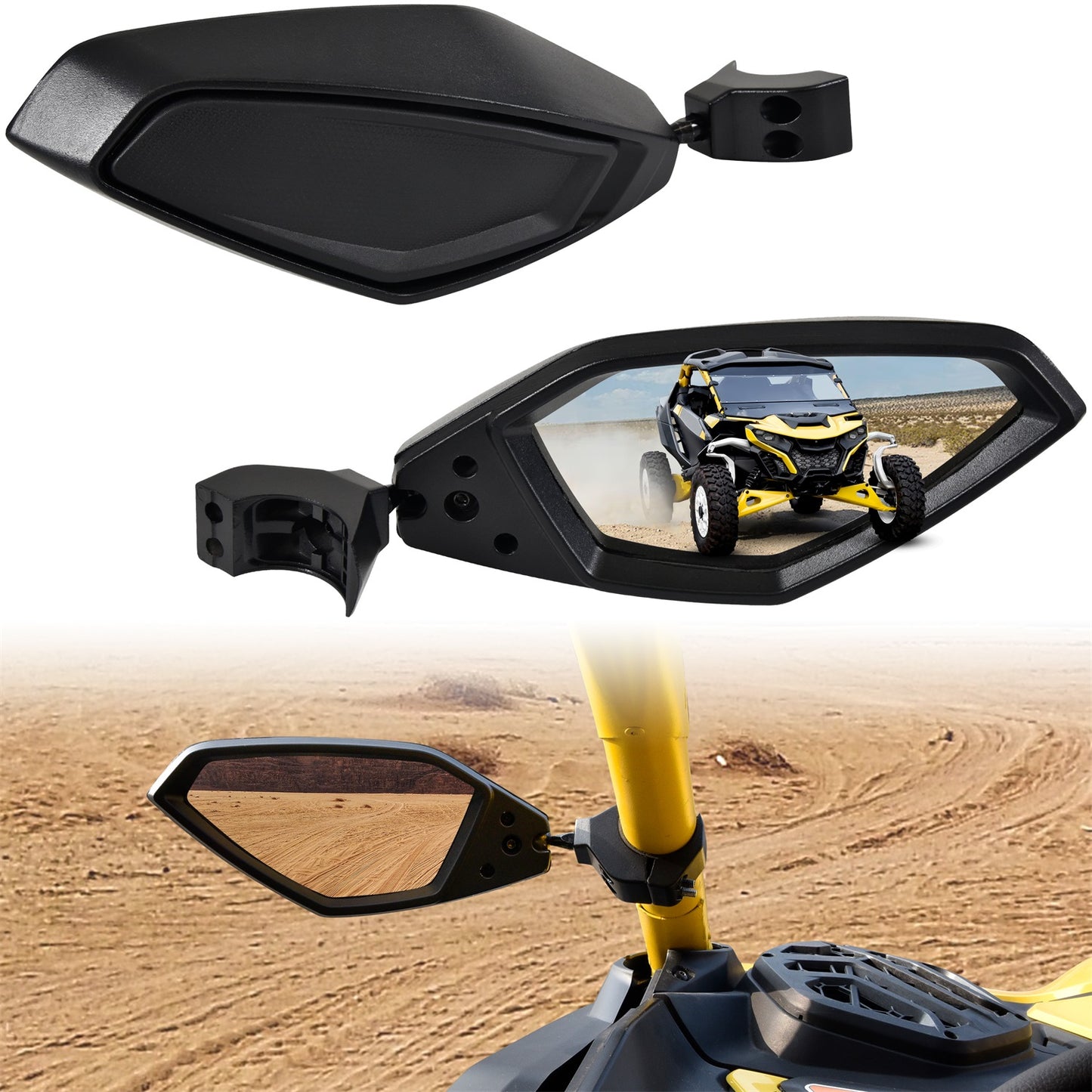 ICONIK ZENITH UTV Adjustable Rear View Side Mirrors for 1-7/8 - 2" Roll Cage Bar