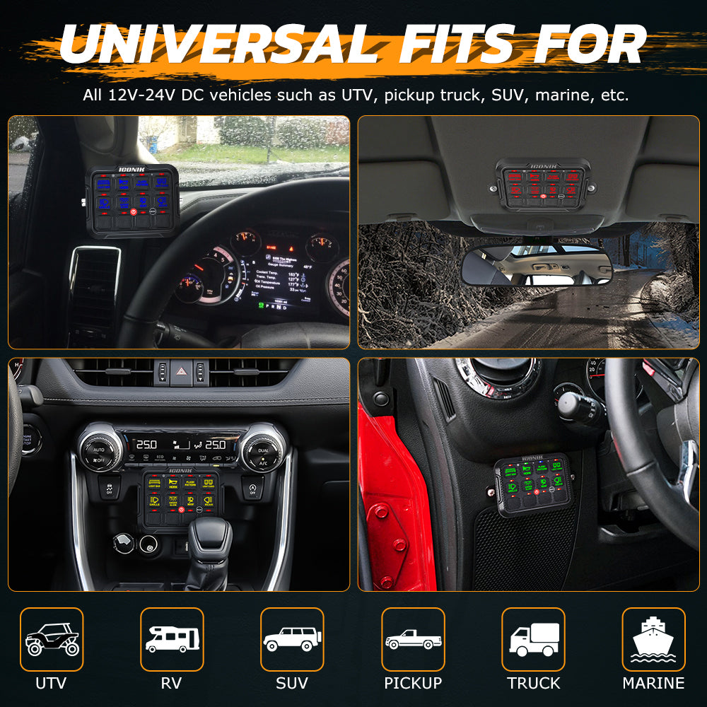 12 Gang RGB Switch Panel With Bluetooth APP Toggle/ Momentary/ Pulsed Mode Supported