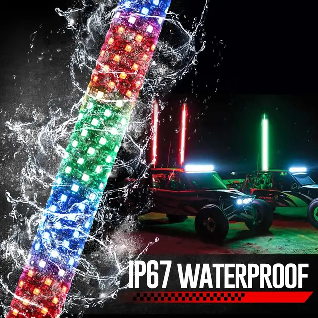 RGB Fat LED Whip Lights Antenna Flag for ATV UTV Can-Am Maverick X3 Maverick R Polaris RZR 1000 XP Pro XP Turbo R Pro R Pro S Kawasaki Honda Yamaha