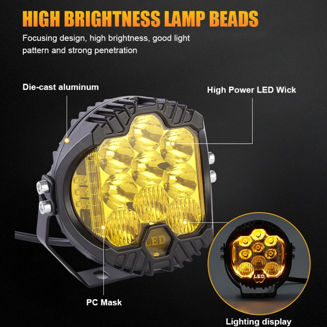 12V 3" and 5"  Round LED Work Light White Yellow DRL Driving Fog Lamp Off Road LED Light Strobe