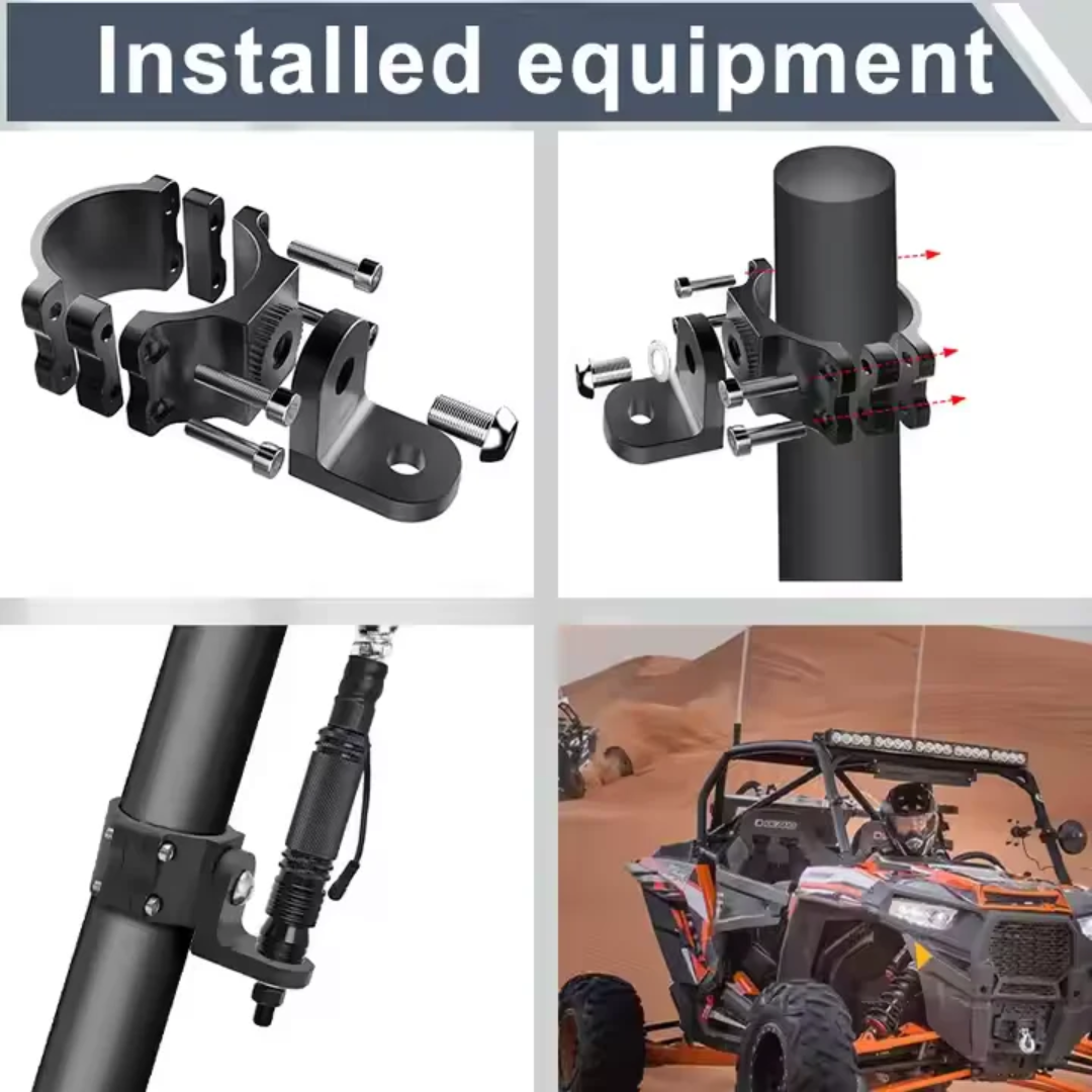 Heavy Duty 360 Rotating Adjustable Mounting Clamp For UTV Flag LED Whip 1.75" to 2" Polaris RZR Ranger Can-Am Maverick X3 Maverick R etc