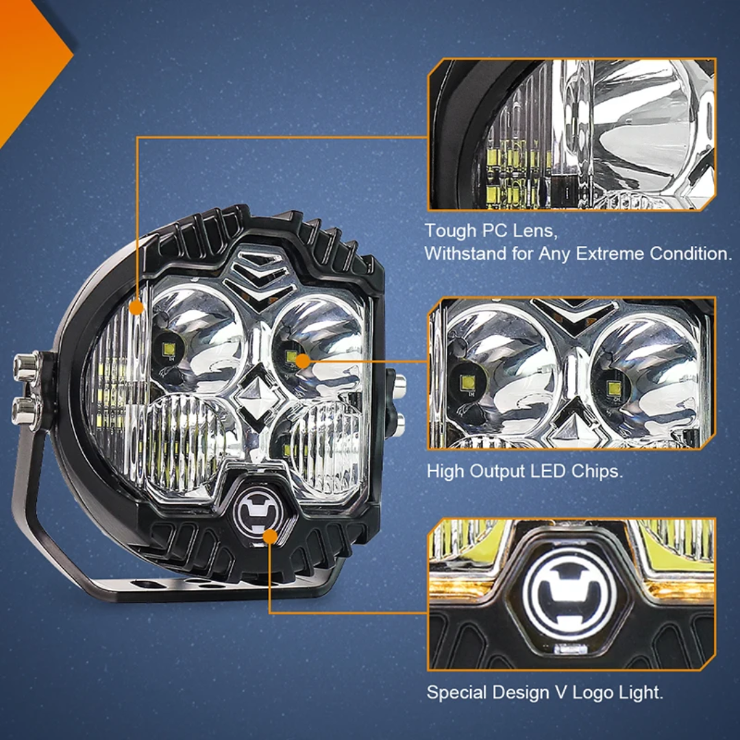 4L 12V 5" Round LED Work Light White/Yellow DRL Driving Fog Lamp Off Road LED Light For Jeep Truck 4x4 Cars SUV UTV RZR CAN-AM HONDA YAMAHA POLARIS KAWASAKI 