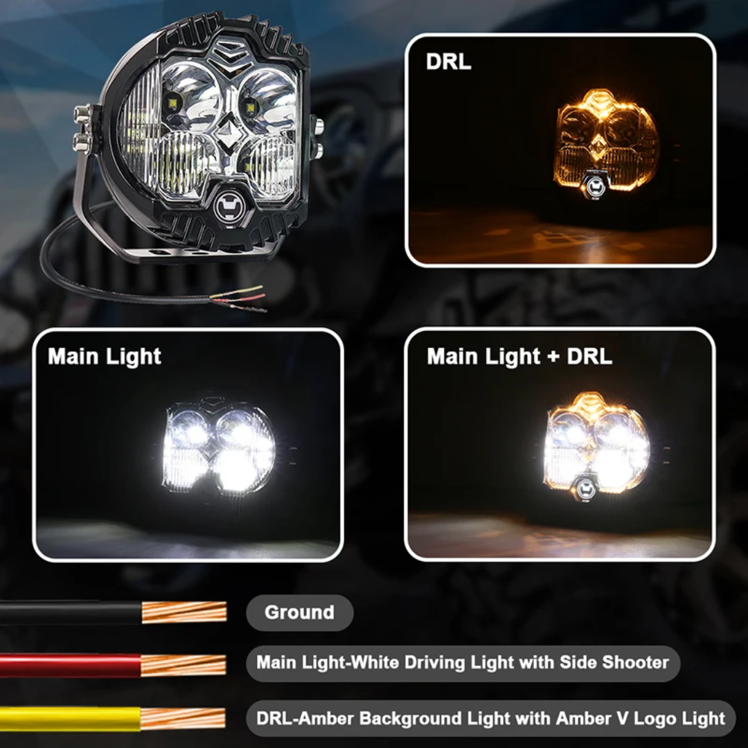 4L 12V 5" Round LED Work Light White/Yellow DRL Driving Fog Lamp Off Road LED Light For Jeep Truck 4x4 Cars SUV UTV RZR CAN-AM HONDA YAMAHA POLARIS KAWASAKI 