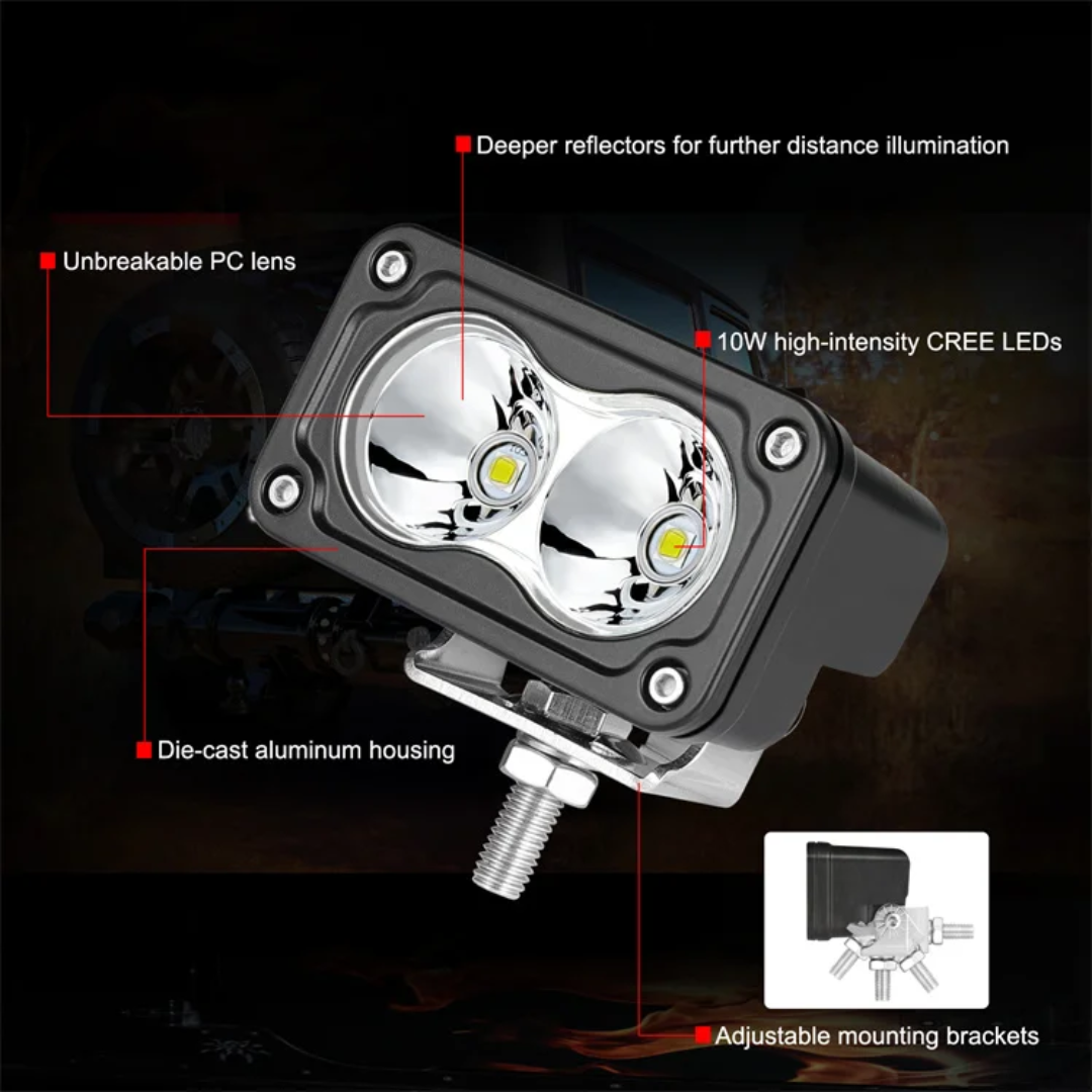 2L 3" 20W LED pod lights spot, flood, combo, or diffused