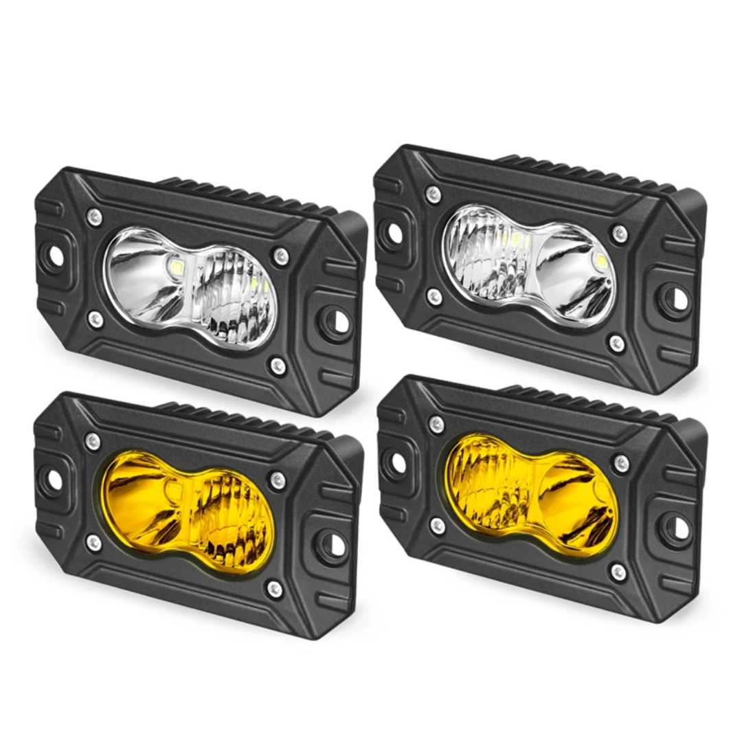 2L Flush Mount 4.4" 20W LED pod lights spot, flood, combo, or diffused