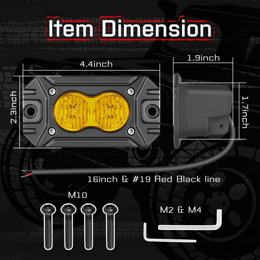 2L Flush Mount 4.4" 20W LED pod lights spot, flood, combo, or diffused