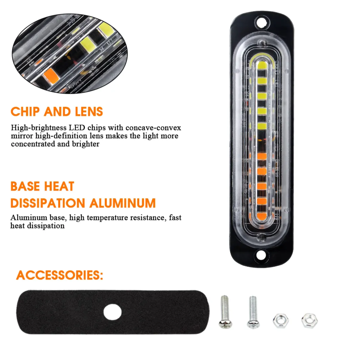 Chase bar 10 LED Strobe Lights, 18 Flash Modes Flashing Strobe Light Bar multiple colors For ATV/UTV Car Truck Van Construction Off Road Vehicle Trailer