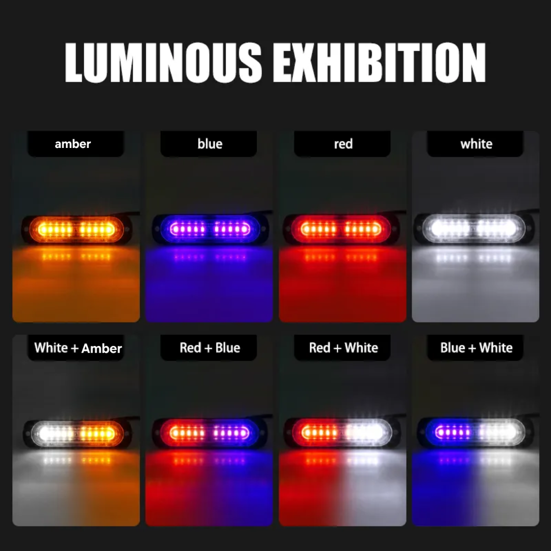 Chase bar 10 LED Strobe Lights, 18 Flash Modes Flashing Strobe Light Bar multiple colors For ATV/UTV Car Truck Van Construction Off Road Vehicle Trailer