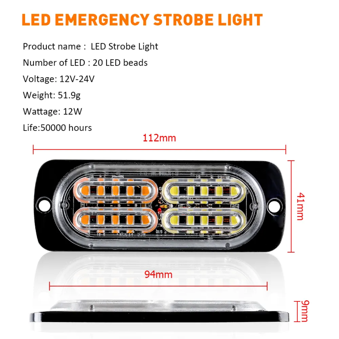 Chase bar 20 LED Strobe Lights, 18 Flash Modes Flashing Strobe Light Bar multiple colors For ATV/UTV Car Truck Van Construction Off Road Vehicle Trailer