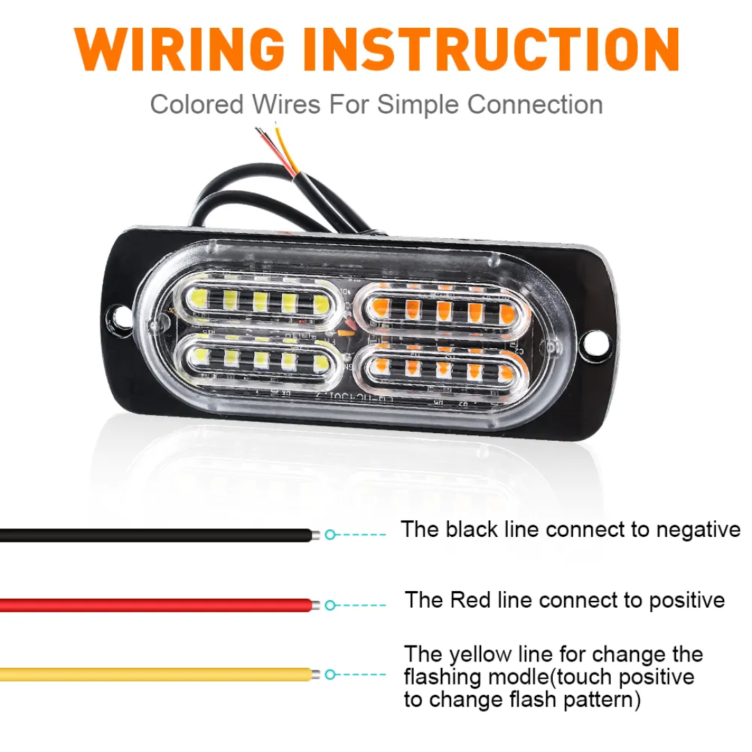 Chase bar 20 LED Strobe Lights, 18 Flash Modes Flashing Strobe Light Bar multiple colors For ATV/UTV Car Truck Van Construction Off Road Vehicle Trailer