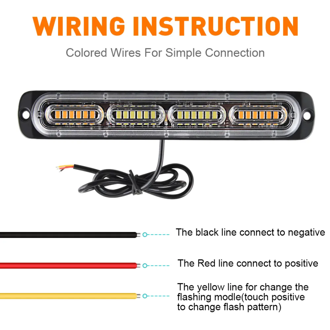 Chase bar 24 LED Strobe Lights, 18 Flash Modes Flashing Strobe Light Bar multiple colors For ATV/UTV Car Truck Van Construction Off Road Vehicle Trailer