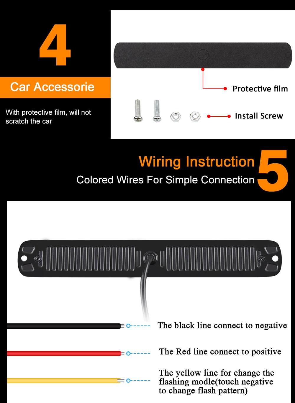 Chase bar 24 LED Strobe Lights, 18 Flash Modes Flashing Strobe Light Bar multiple colors For ATV/UTV Car Truck Van Construction Off Road Vehicle Trailer