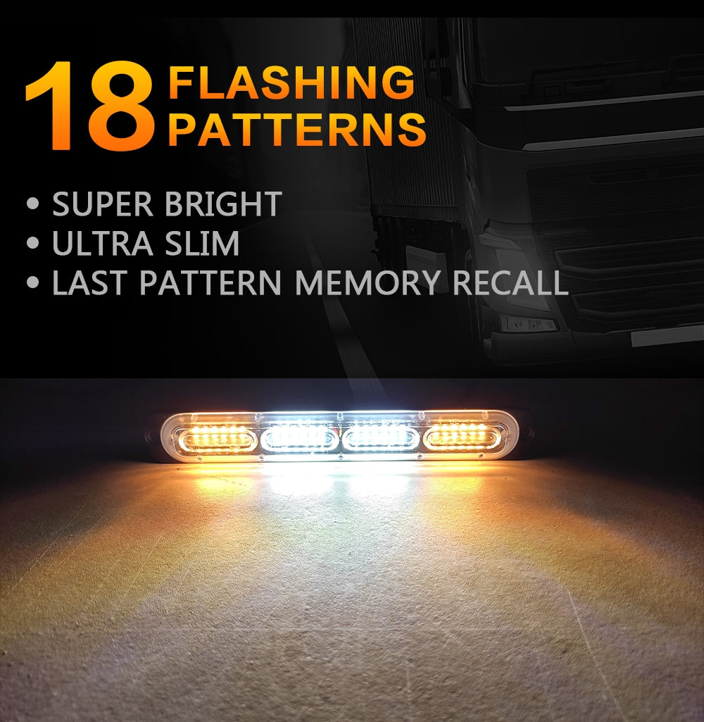 Chase bar 24 LED Strobe Lights, 18 Flash Modes Flashing Strobe Light Bar multiple colors For ATV/UTV Car Truck Van Construction Off Road Vehicle Trailer