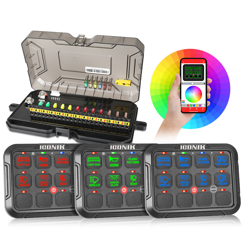 12 Gang RGB Switch Panel With Bluetooth APP Toggle/ Momentary/ Pulsed Mode Supported