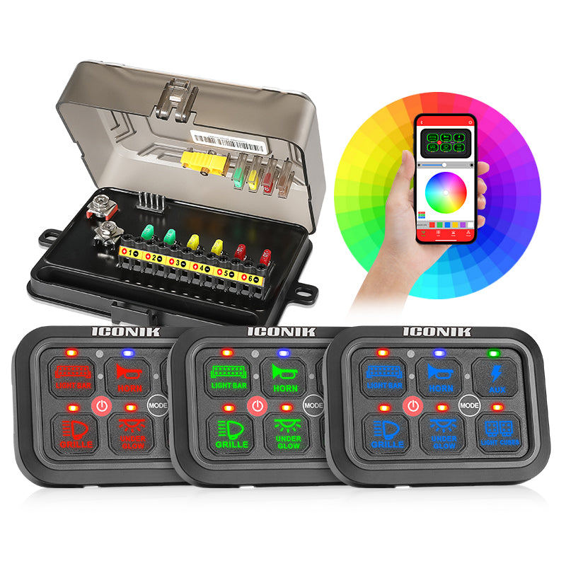 6 Gang RGB Switch Panel With Bluetooth APP Toggle/ Momentary/ Pulsed Mode Supported