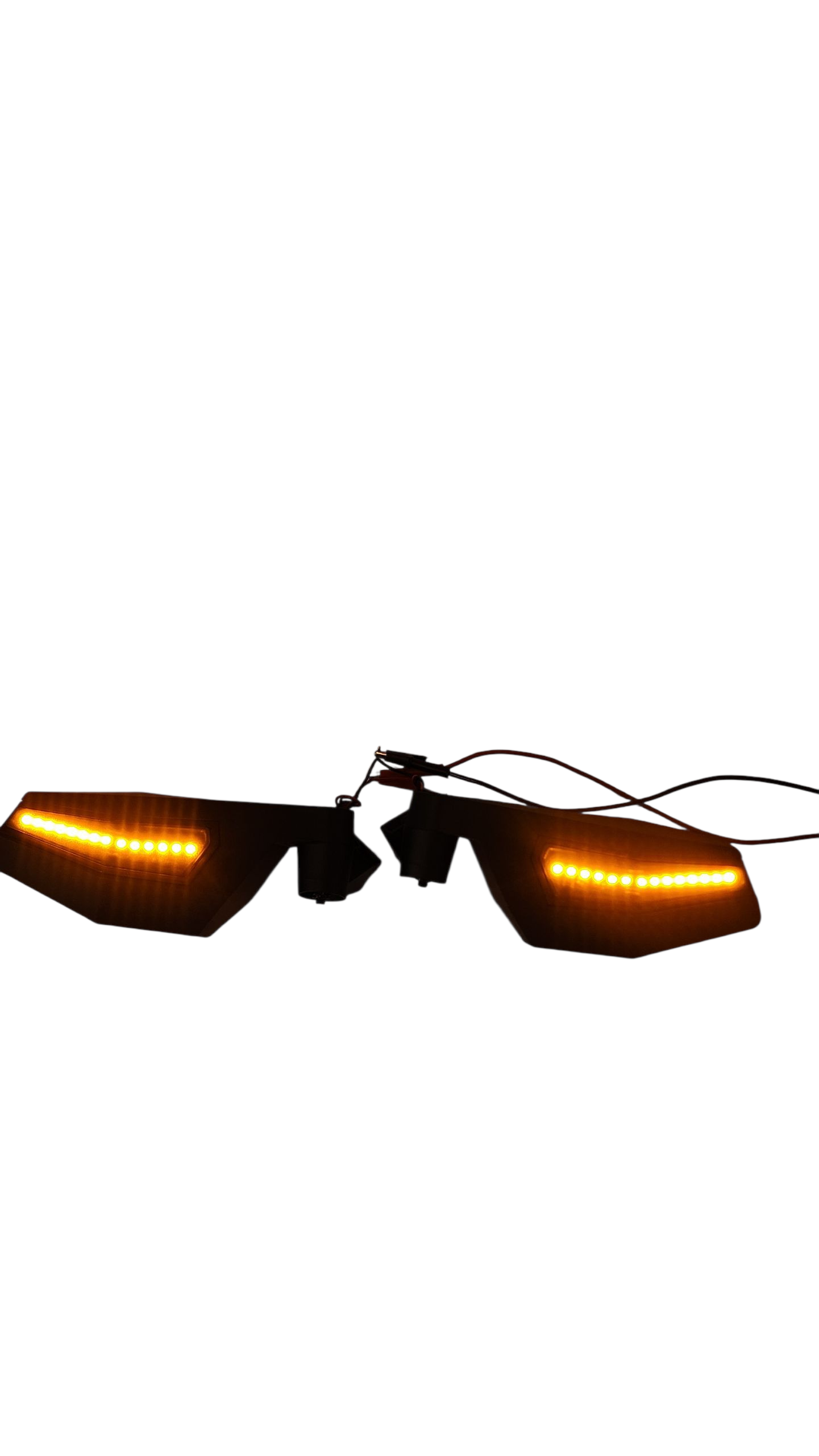 ICONIK AMBER Adjustable Folding Side Mirrors with Amber Led Lights for 2" Roll Cage Bar