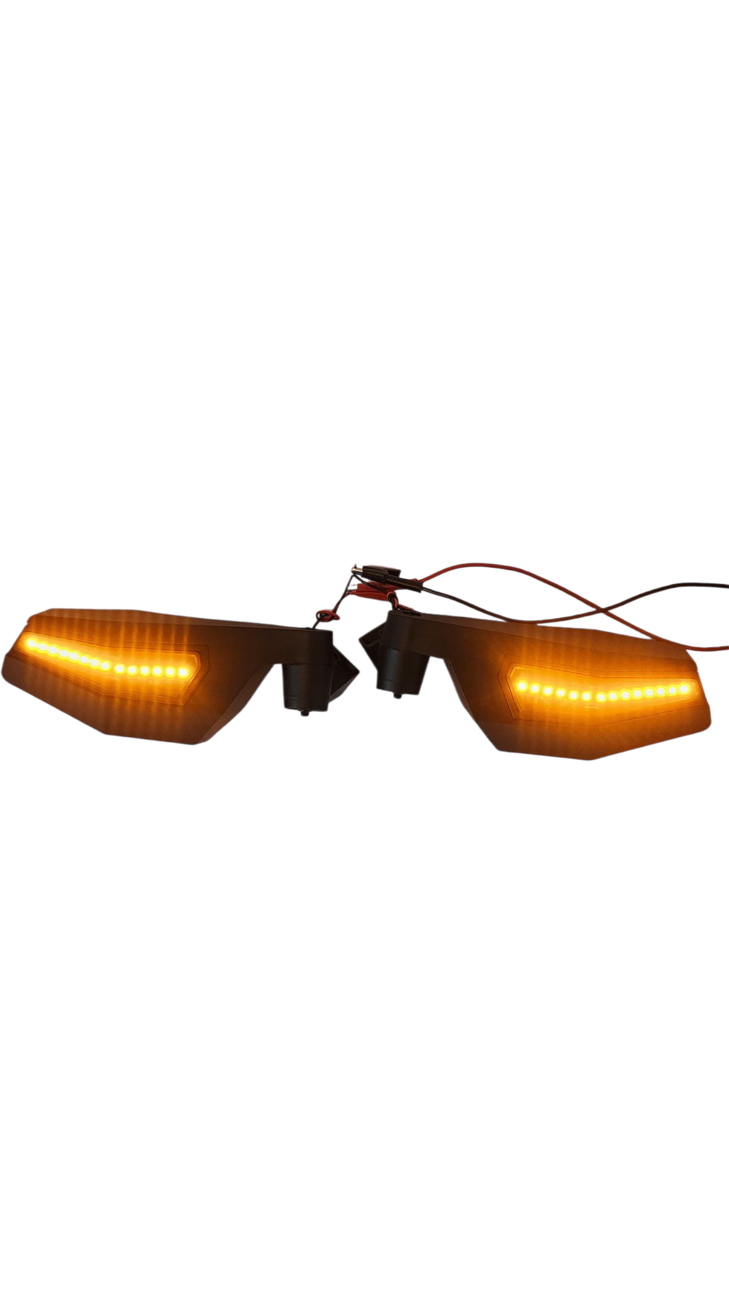 ICONIK AMBER Adjustable Folding Side Mirrors with Amber Led Lights for 2" Roll Cage Bar