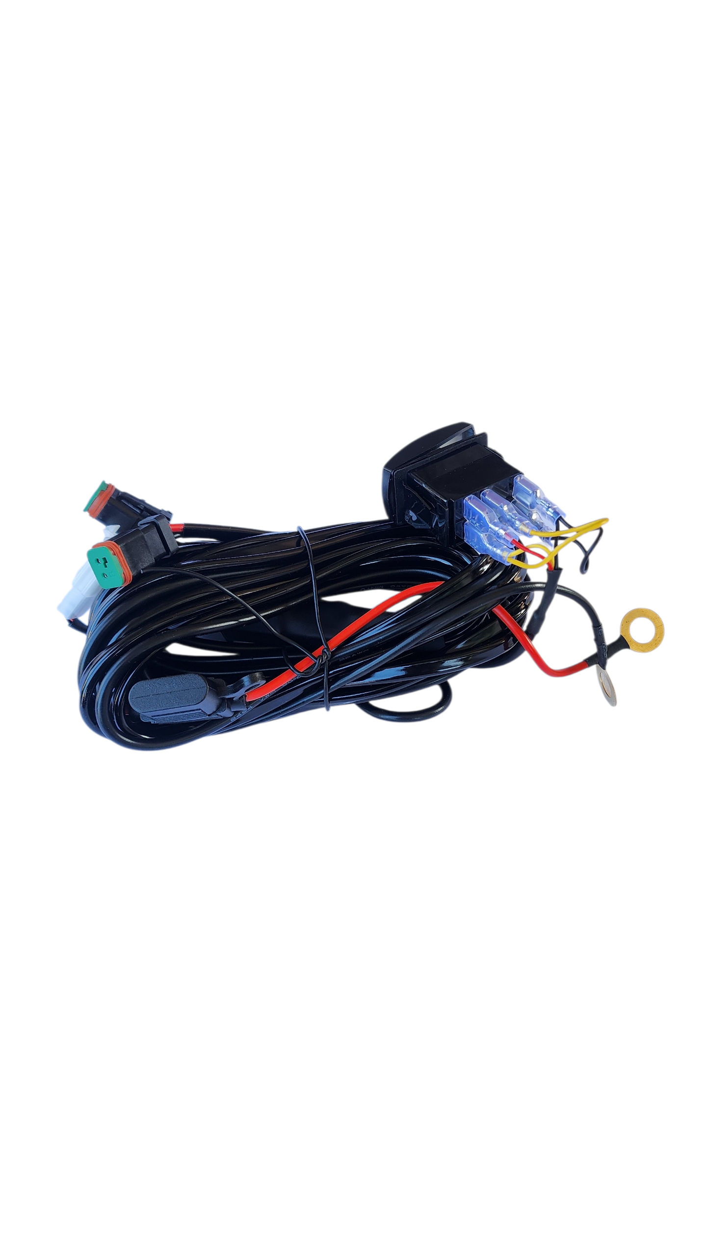 7ft 16 AWG Relay Wiring Harness with On/Off LED POD LIGHTS Rocker Switch (2-leads) 2 pin DT connectors