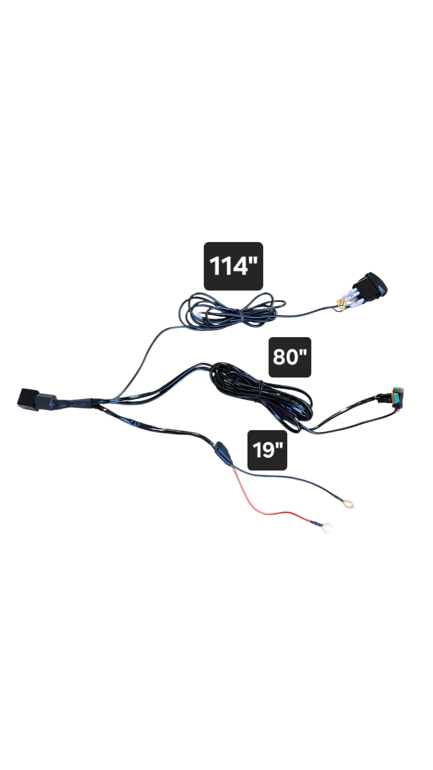7ft 16 AWG Relay Wiring Harness with On/Off LED POD LIGHTS Rocker Switch (2-leads) 2 pin DT connectors