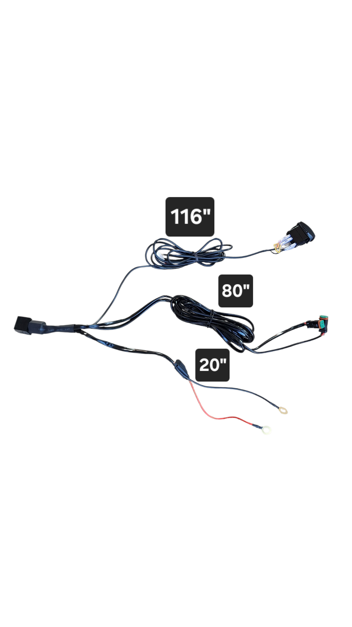 7ft 16 AWG Relay Wiring Harness with On/Off LED POD LIGHTS Rocker Switch (2-leads) 2 pin DT connectors