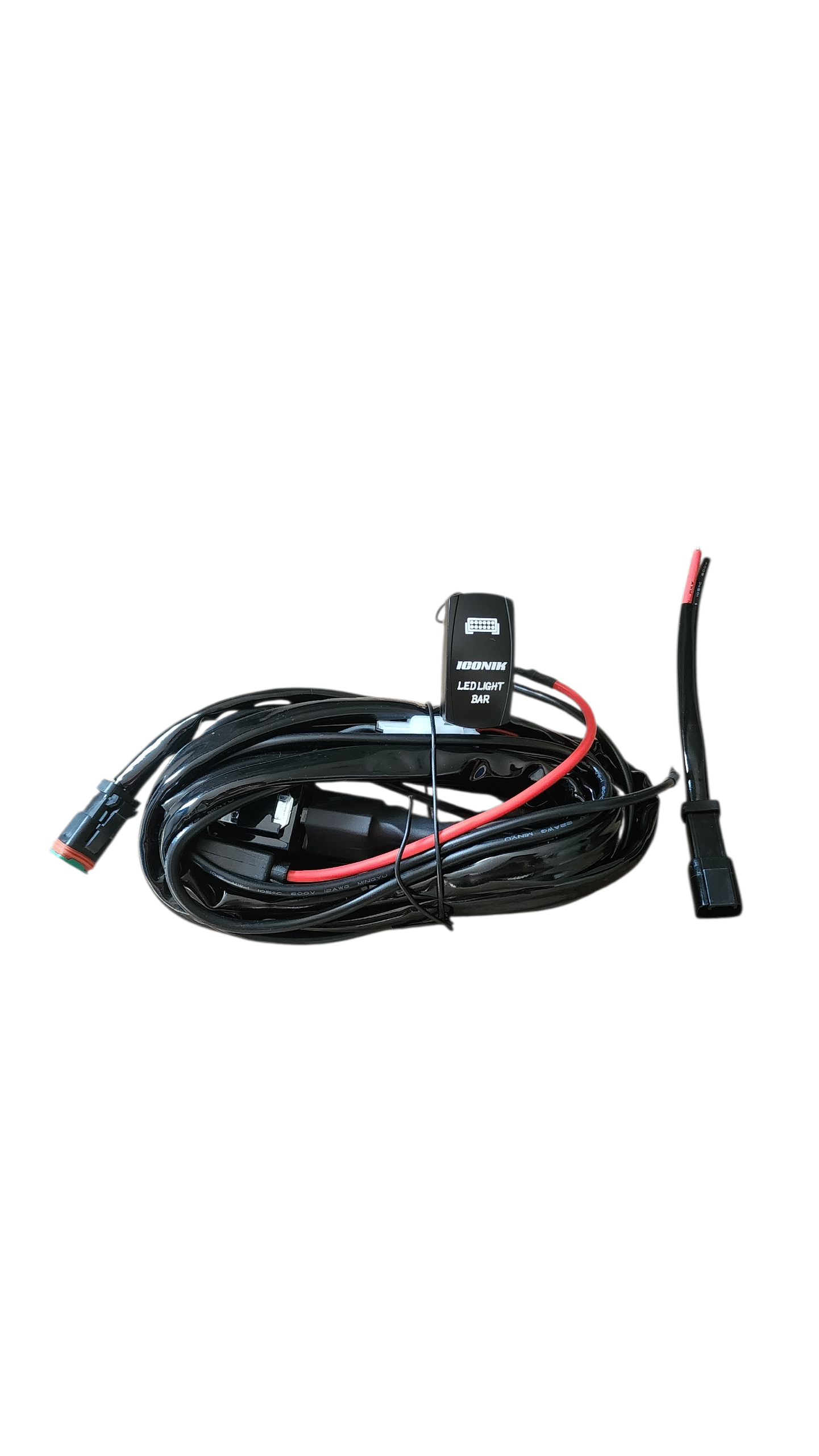 10ft 12 AWG Relay Wiring Harness with On/Off LED LIGHT BAR Rocker Switch (1 lead) 2 pin DT connectors