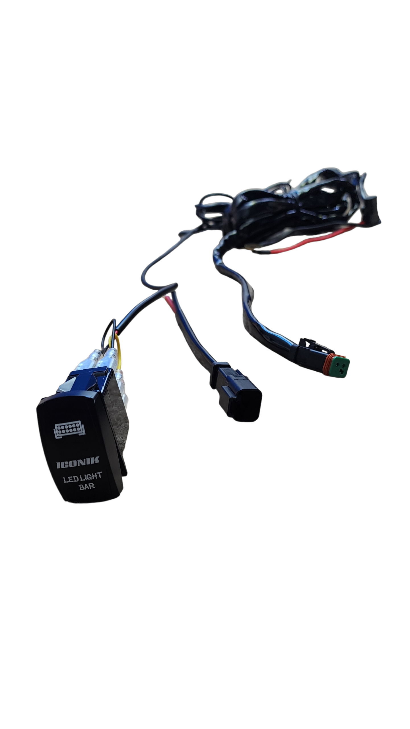 10ft 12 AWG Relay Wiring Harness with On/Off LED LIGHT BAR Rocker Switch (1 lead) 2 pin DT connectors