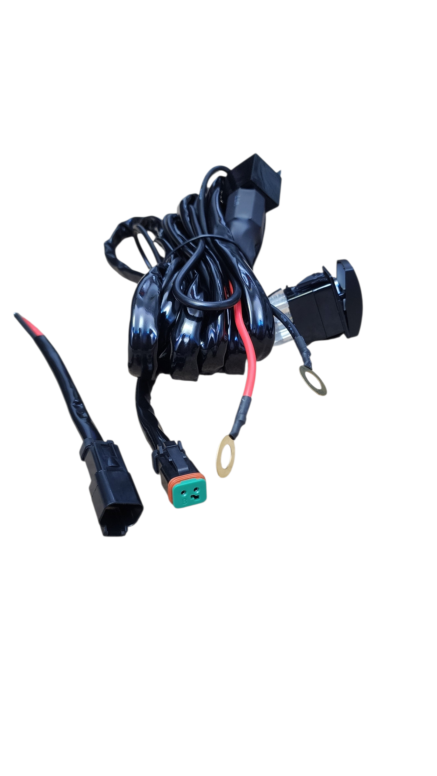 10ft 12 AWG Relay Wiring Harness with On/Off LED LIGHT BAR Rocker Switch (1 lead) 2 pin DT connectors