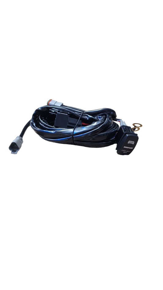 10ft 12 AWG Relay Wiring Harness with 3 Position LED LIGHT BAR Rocker Switch (1 lead) 3 pin DT connectors