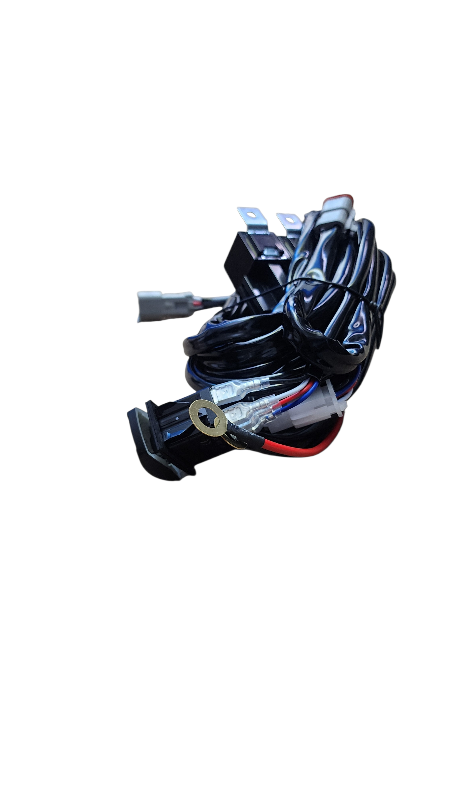 10ft 12 AWG Relay Wiring Harness with 3 Position LED LIGHT BAR Rocker Switch (1 lead) 3 pin DT connectors