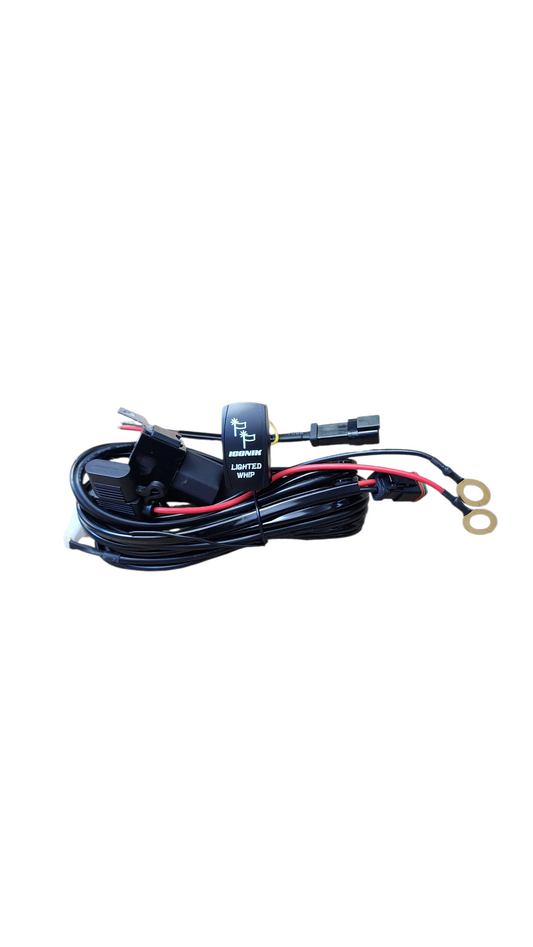 10ft 16 AWG Relay Wiring Harness with  On/Off LIGHTED WHIP Rocker Switch (1 lead) 2 pin DT connectors