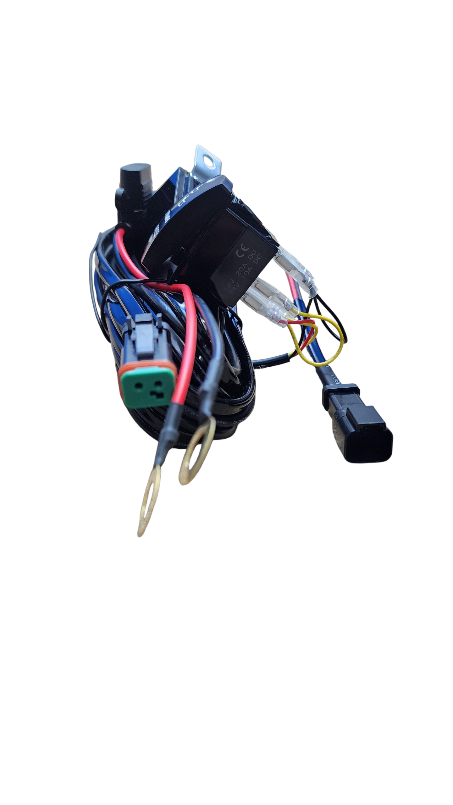 10ft 16 AWG Relay Wiring Harness with  On/Off LIGHTED WHIP Rocker Switch (1 lead) 2 pin DT connectors