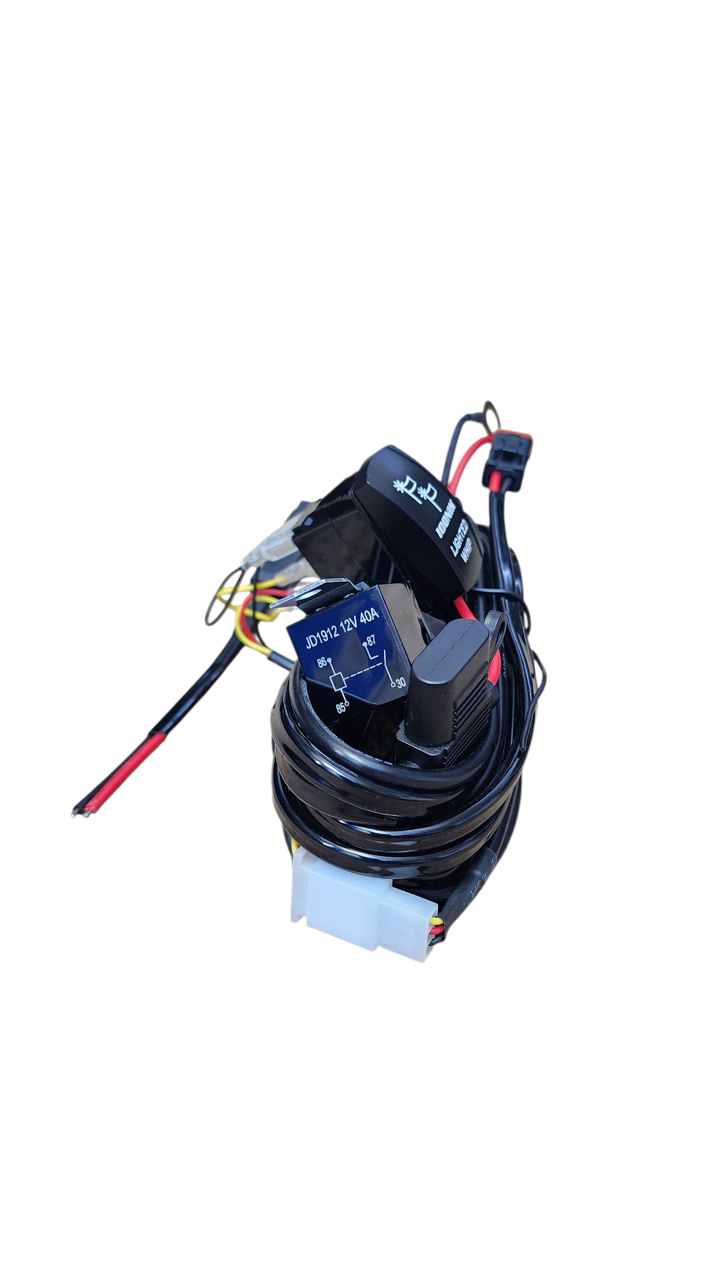 10ft 16 AWG Relay Wiring Harness with  On/Off LIGHTED WHIP Rocker Switch (1 lead) 2 pin DT connectors